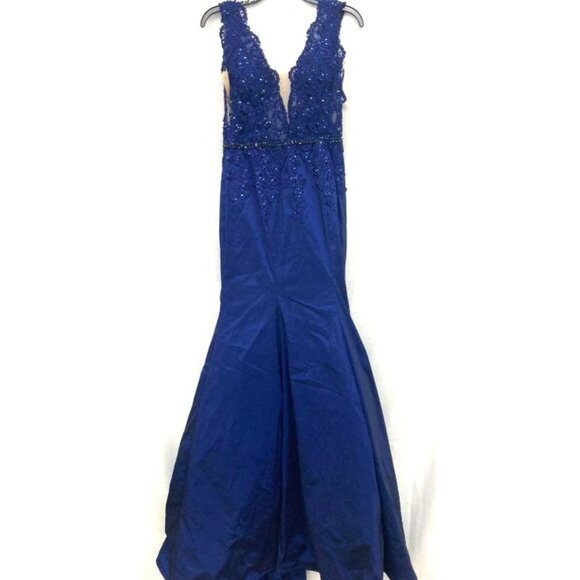 Morilee Madeline Gardner Navy Blue Mermaid Gown Size 6 - Picture 5 of 9